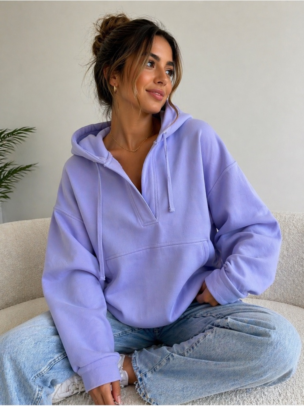 SHORT STORY SCULPT HOODIE – OVERSIZED LAVENDER 💜 SIZE M NWT